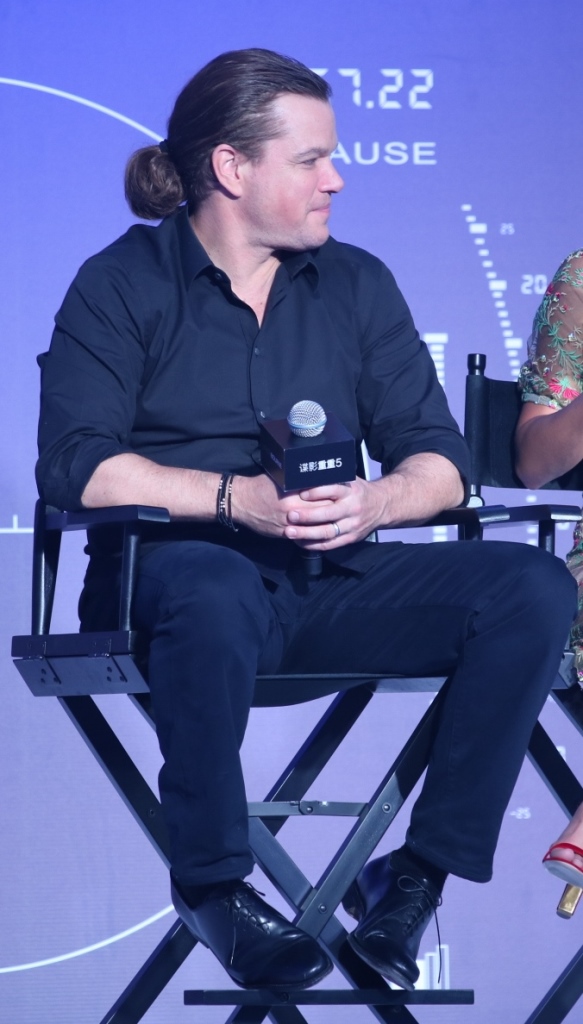 Matt Damon with a ponytail