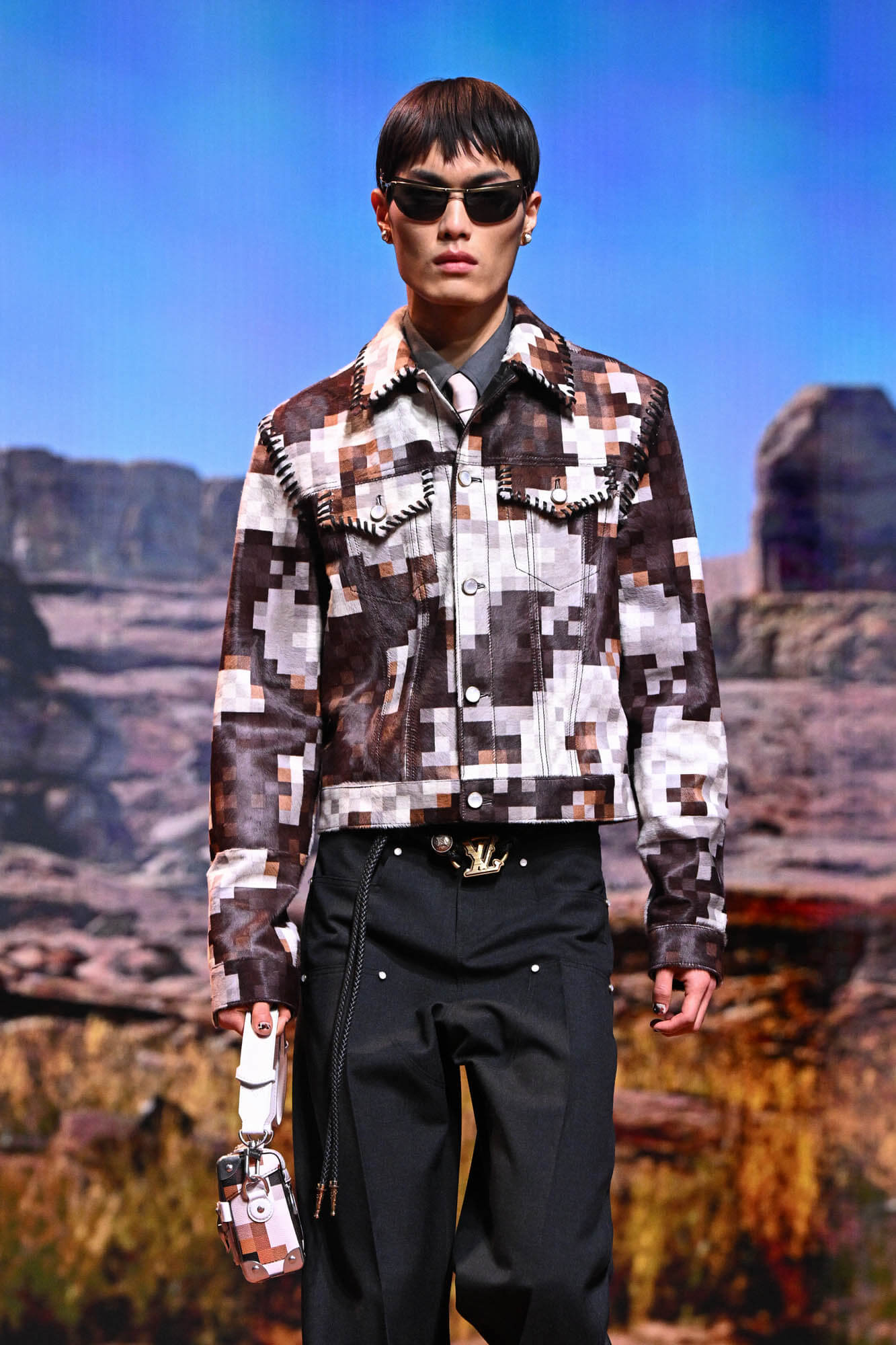 A model walks the runway during the Louis Vuitton Menswear Fall/Winter 2024-2025