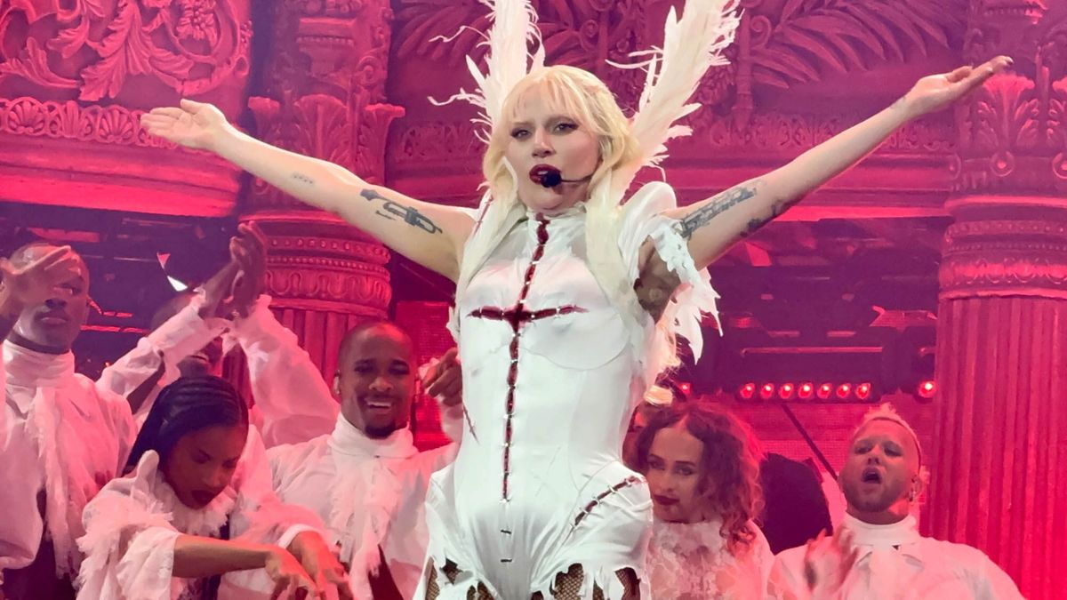 lady gaga white dress coachella Lady Gaga Outdoes Herself in a Freaky, Hearty Coachella Spectacle