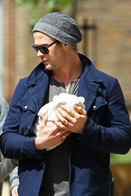 Baby Hemsworth goes for a walk