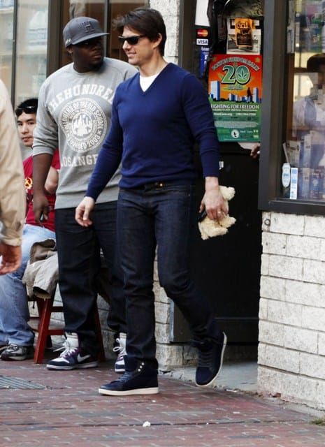 His wedge heels come in blue