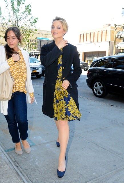 Carpets & Candids: Dianna Agron's pretty print, boring shoes
