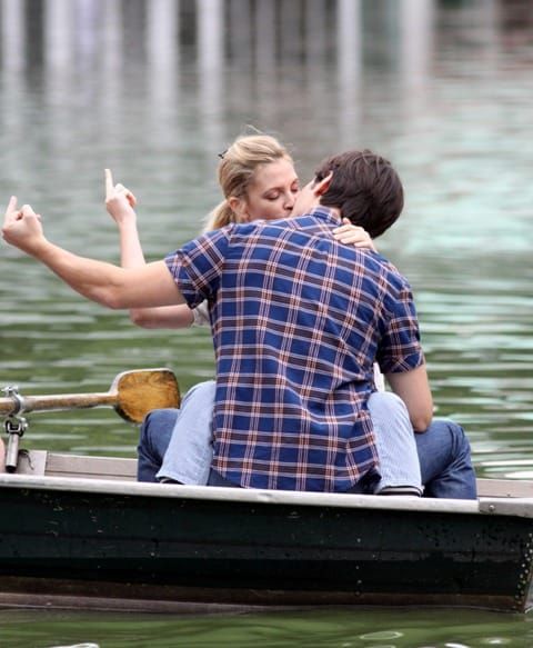Kissing on a boat