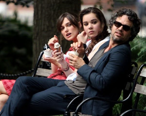 Eating ice cream on a bench