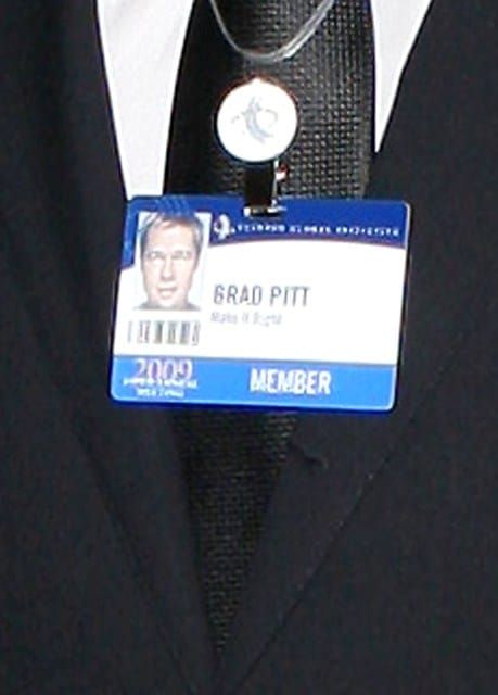 Brad Pitt’s nametag