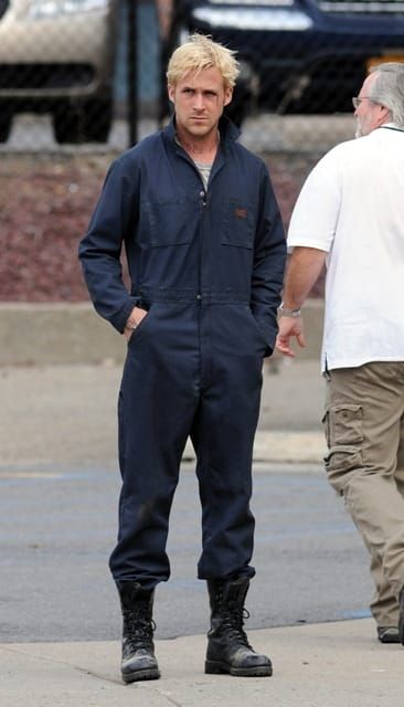 Bleach blonde in a jumpsuit
