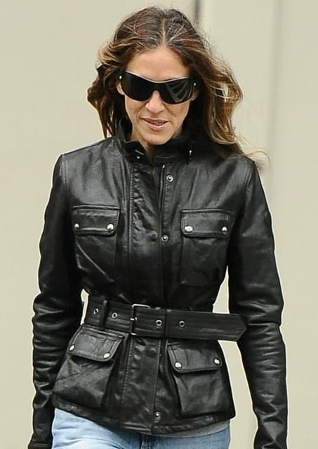 Carpets & Candids: SJP belted leather jacket