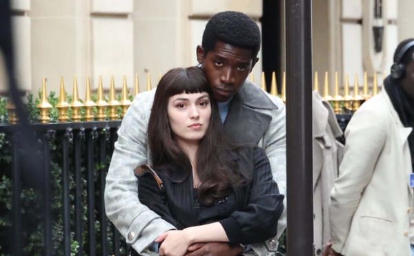 Damson Idris on set as Miles Davis