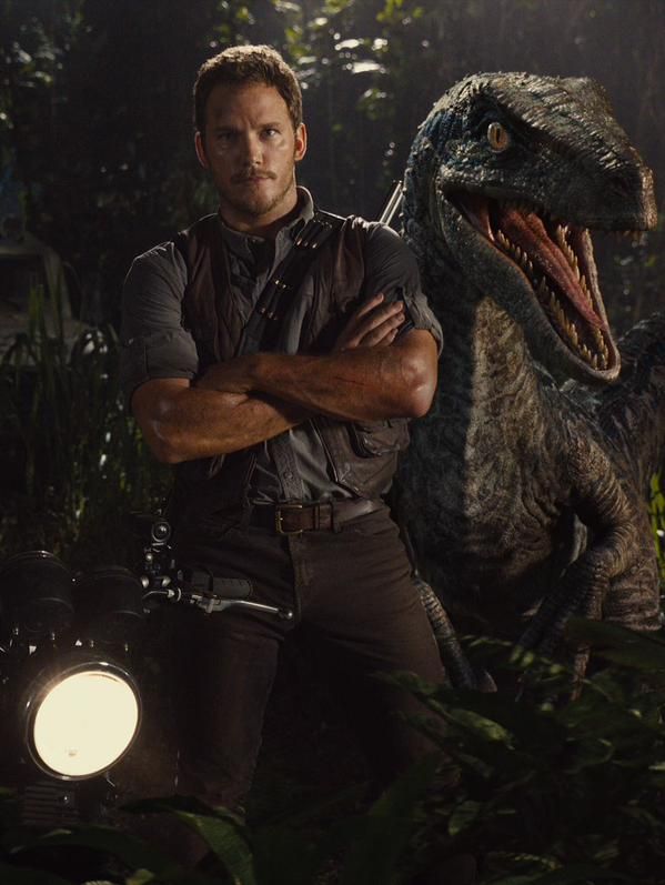Chris Pratt and a dino-hunting Velociraptor