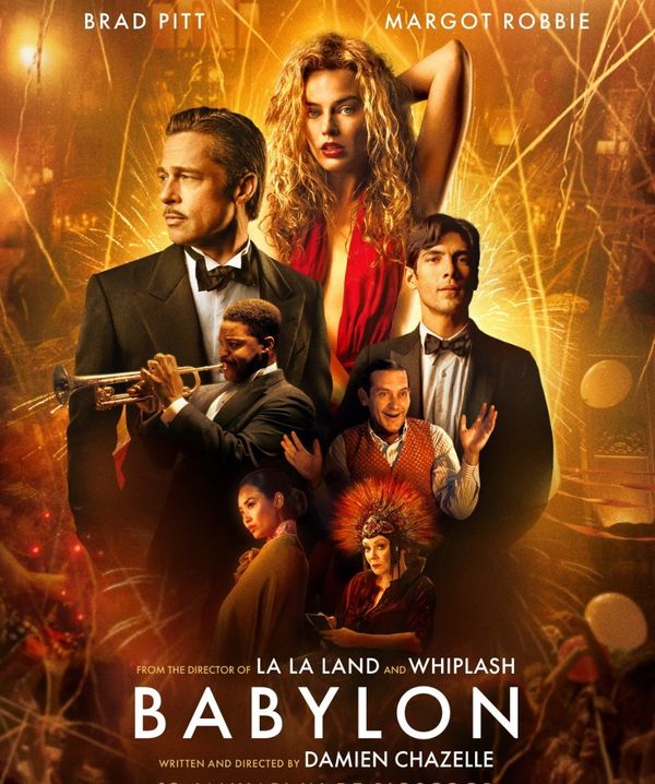 Margot Robbie and Brad Pitt in Babylon