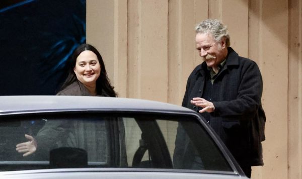 Lily and Bryan on set