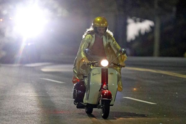 Chris Pine in a silk robe