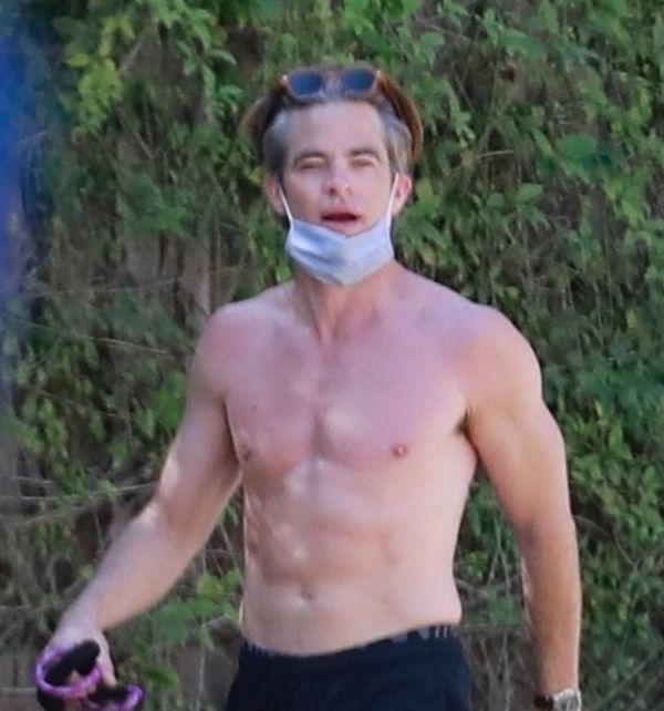 Chris Pine, Dog, No Shirt