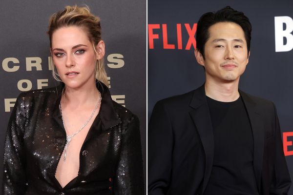 Steven Yeun Looks (at Kristen Stewart)