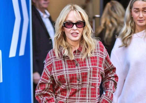 Kylie in tartan