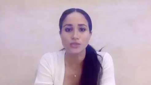 Meghan Markle speaks to the students