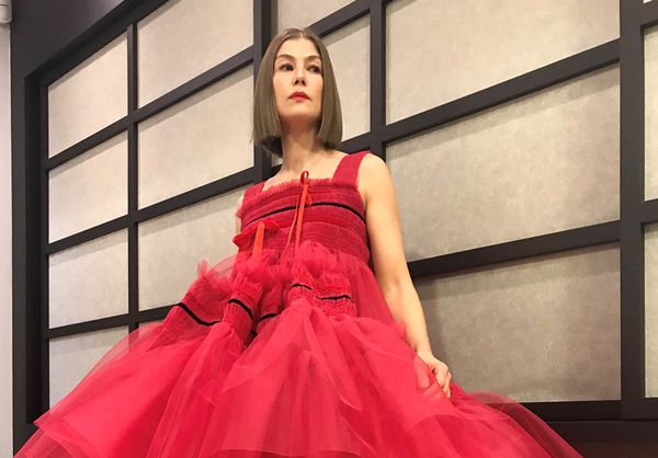 A Red Dress for Rosamund Pike