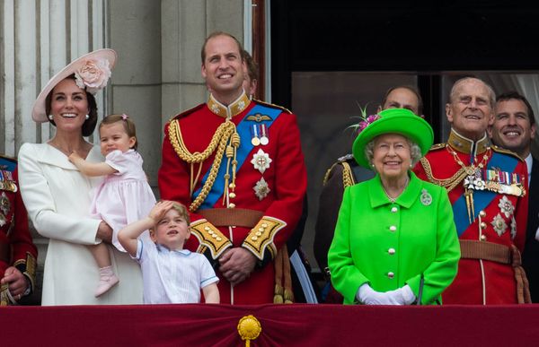 The Queen in green and the Royal Balcony