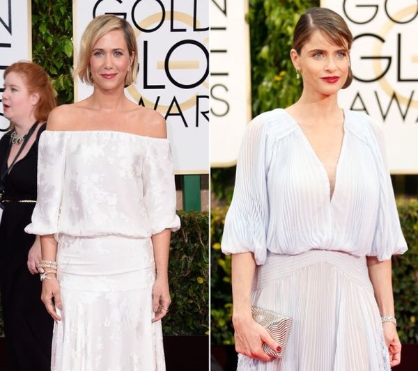 Kristen Wiig & Amanda Peet: Slouchy Globe dresses