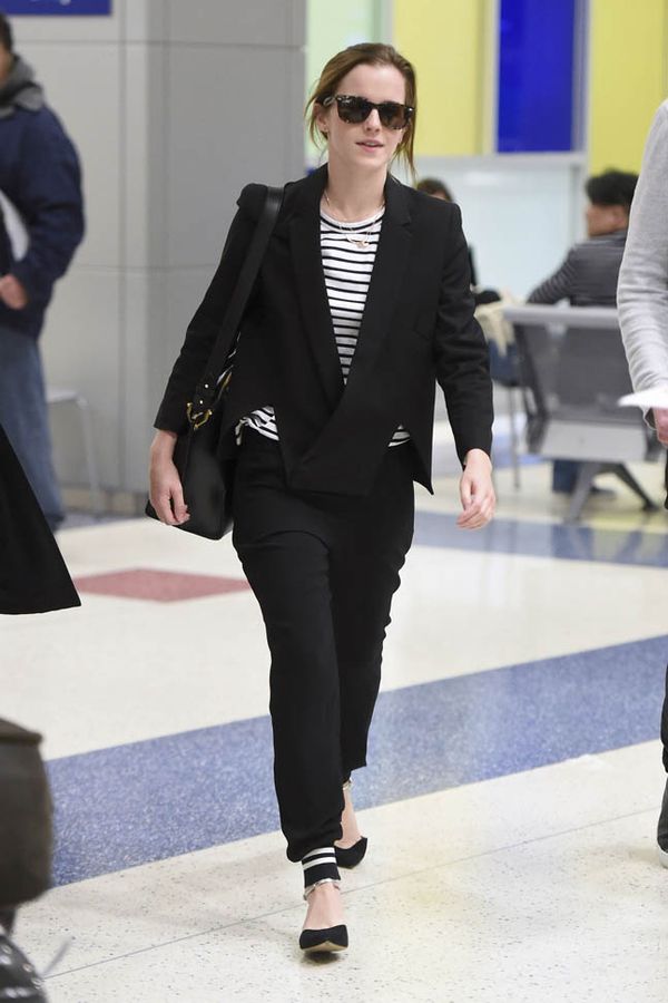 Carpets & Candids: Emma Watson’s cuffed travel pants