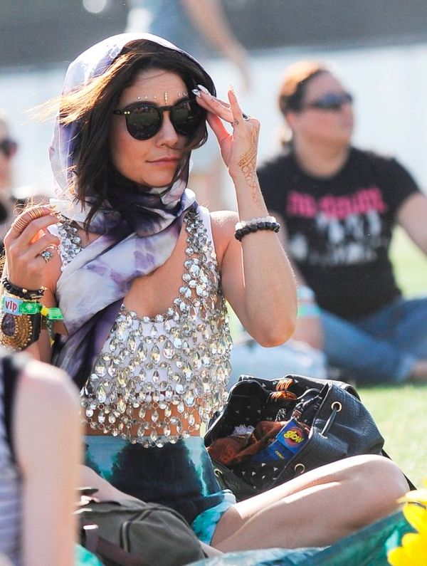 Coachella Candids 2013: Vanessa Hudgens in jewels and tie-dye