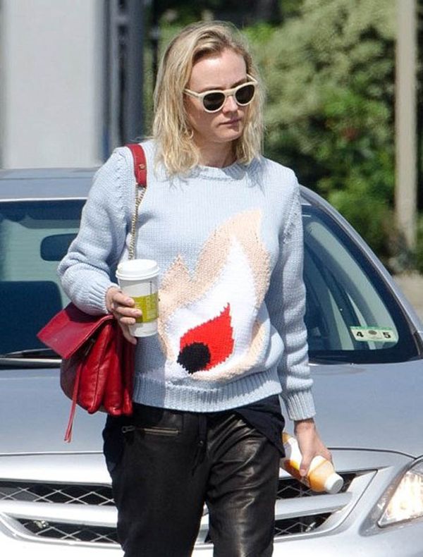 Carpets & Candids: Diane’s summer sweater & leather