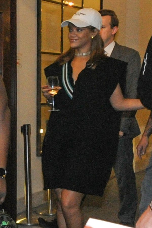 Carpets & Candids: Rihanna’s varsity dress