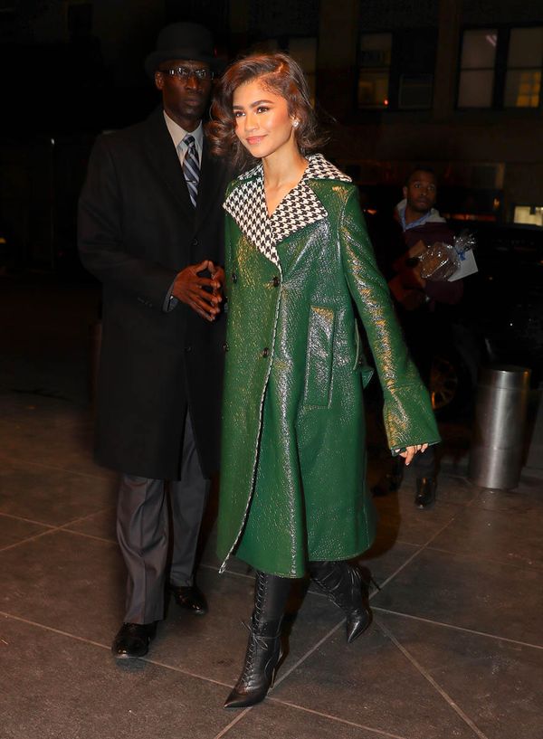 Carpets & Candids: Zendaya’s green leather coat