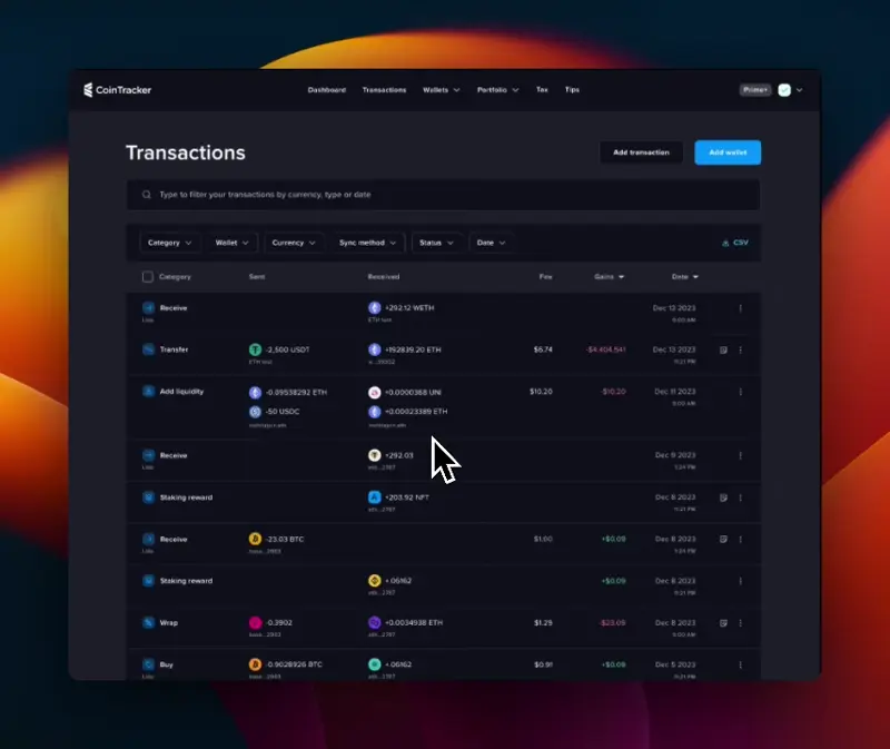 CoinTracker 2.0 - Transactions Redesign