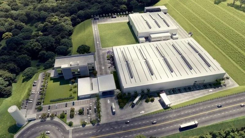 Perspectiva aérea da unidade Komatsu Contagem, MG