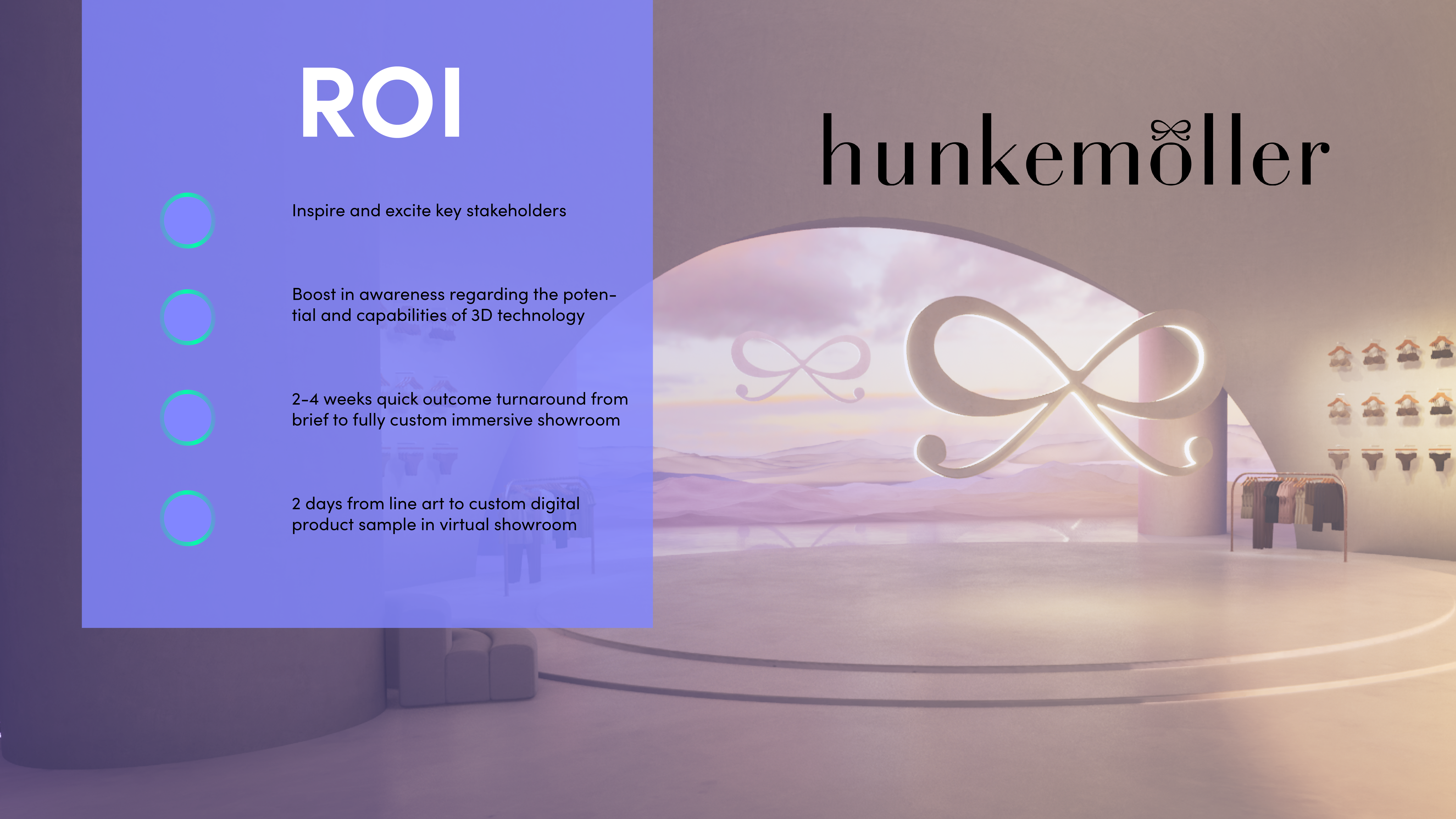 A breakdown of the ROI metrics as collected by Hunkemöller following their Virtual Showroom platform adoption