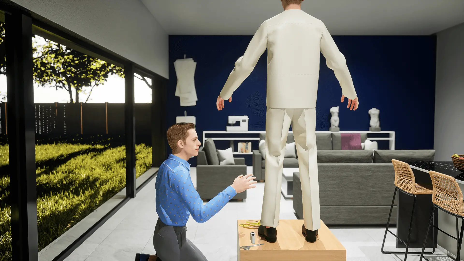 Carson virtually fitting a muslin on himself