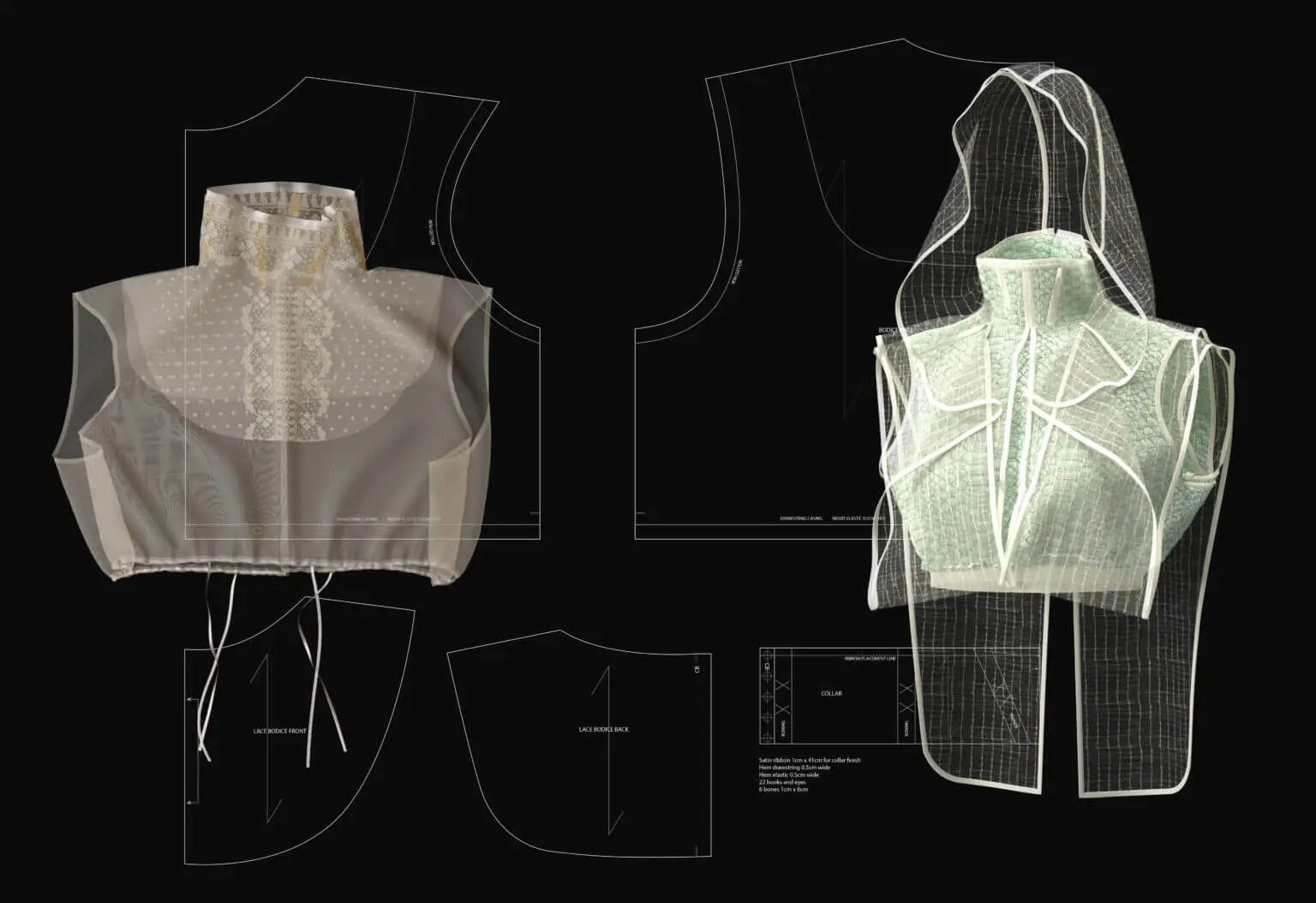 Naama Turner participated in d_archive first workshop at MoMu, and used the Embroidered Chemisette pattern as a starting point for her design.