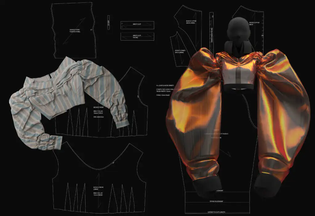 Suza Vos participated in d_archive's first workshop at MoMu and used the Striped Bodice pattern as a starting point for her design