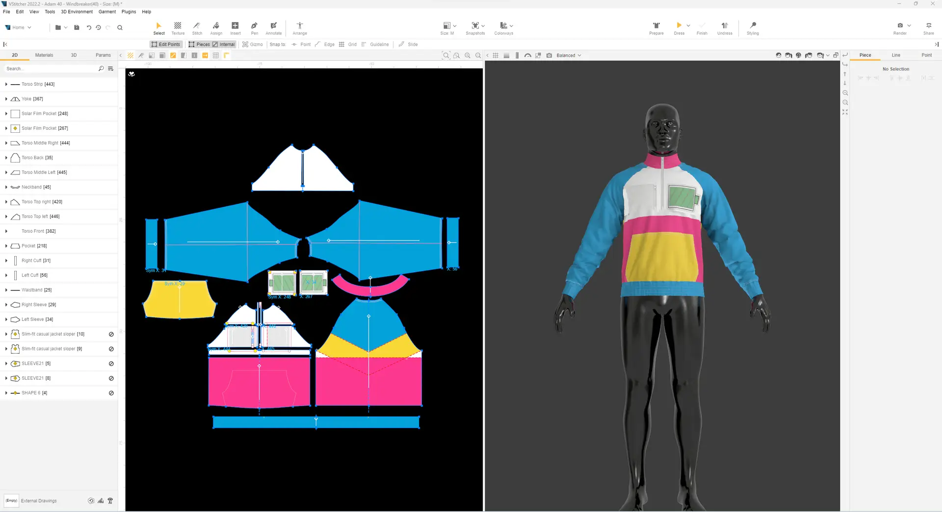 Designing a windbreaker in V-Stitcher