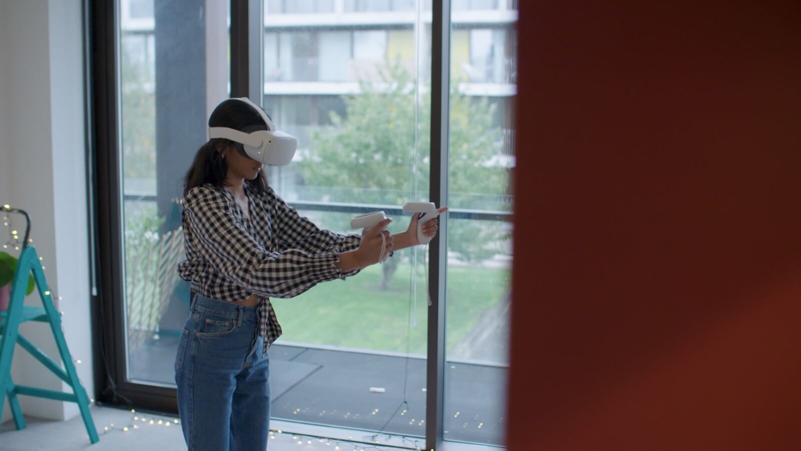Ashwini designing on her Oculus Quest headset