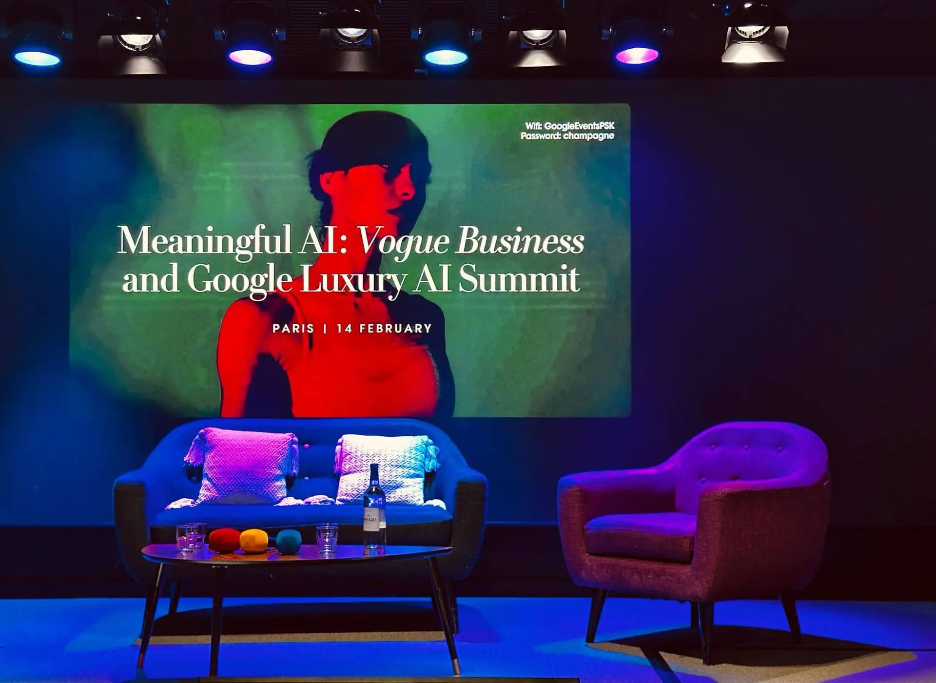 Image of stage at Vogue Business x Google AI Summit