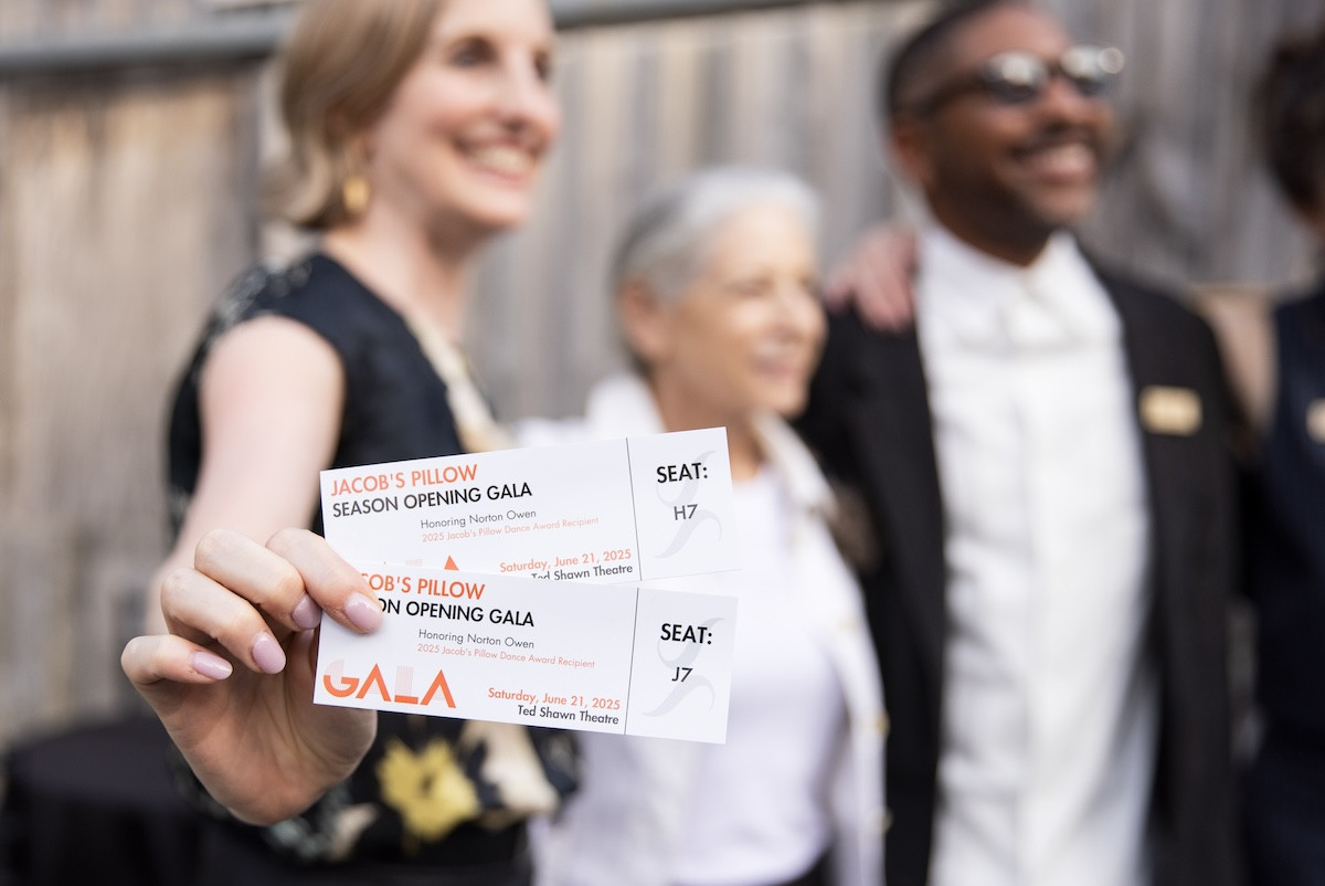 Jacob's Pillow Trustees Wendy Whelan and Kyle Abraham with Ella Baff at Jacob's Pillow's Season Opening Gala 2025. Jamie Kraus photo. Jacob's Pillow Trustees Wendy Whelan and Kyle Abraham with Ella Baff at Jacob's Pillow's Season Opening Gala 2025. Jamie Kraus photo.