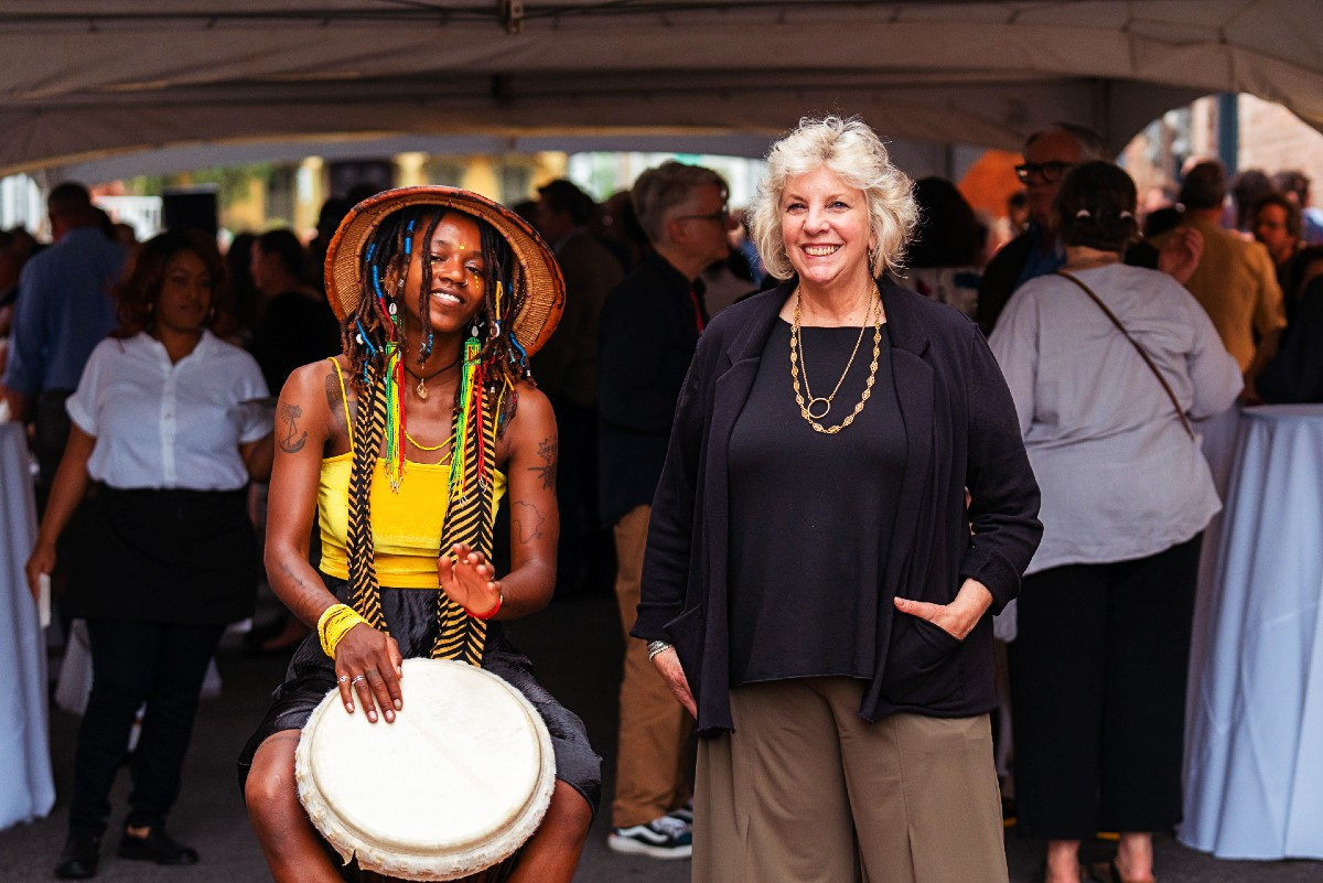 Nkoula Badila, artist and musician,&nbsp;and &nbsp;New York State Assemblymember Didi Barrett