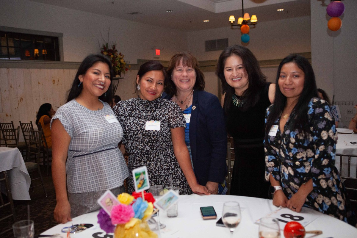 State Representative Tricia Farley-Bouvier (center) with members of Latinas413: Liliana Atanacio, Laura Cabrera, Catheryn Chacon, and Tannya Romero