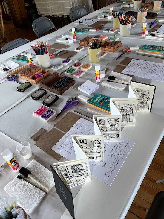 Materials for accordion bookmaking workshop