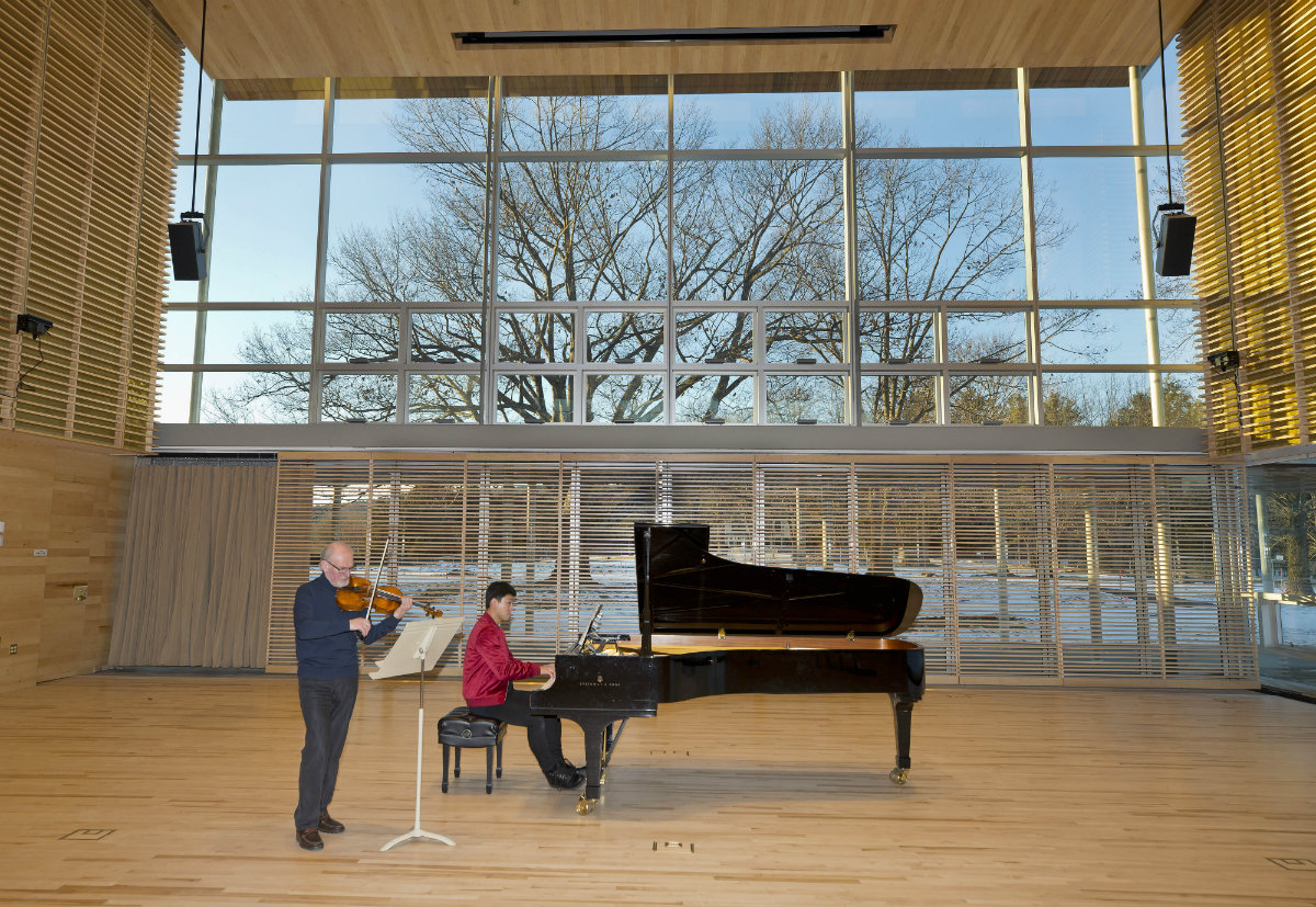 Acoustical testing in Studio E. Photo: Winslow Townson