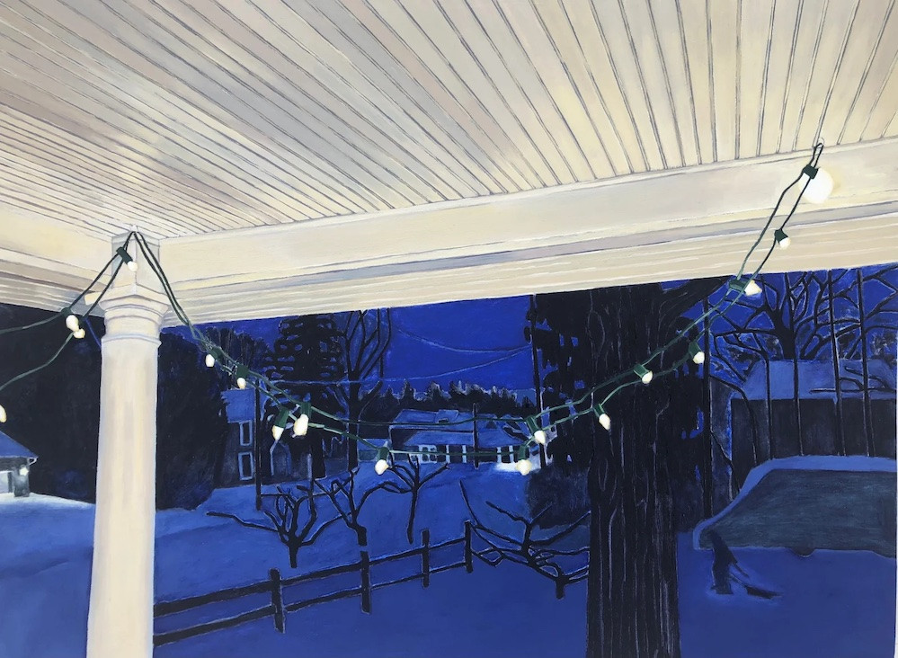 Amanda Acker, "Winter Porch 2022," oil on panel, 12x16 inches