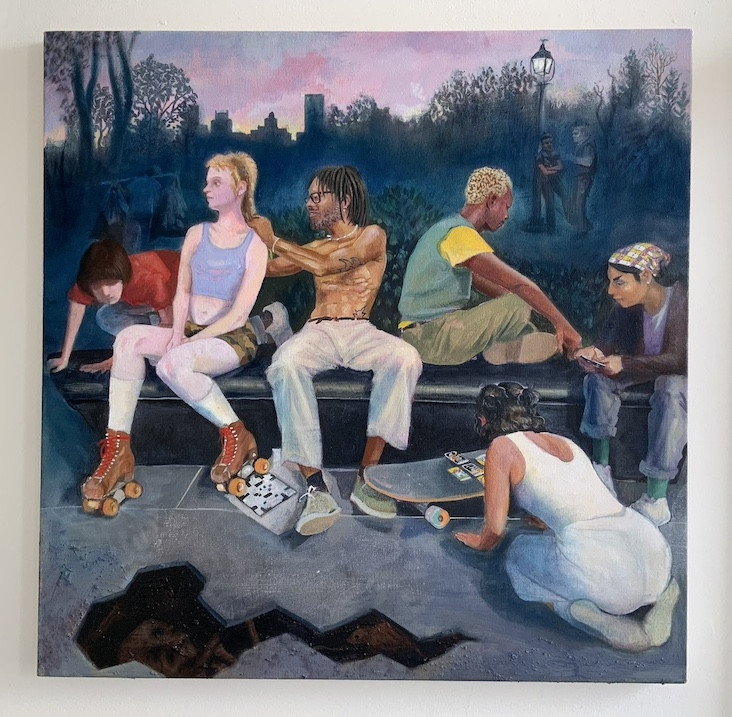 "Are You Looking for Secrets?" Taylor Morgan, oil on canvas, 2023, 24"x24"