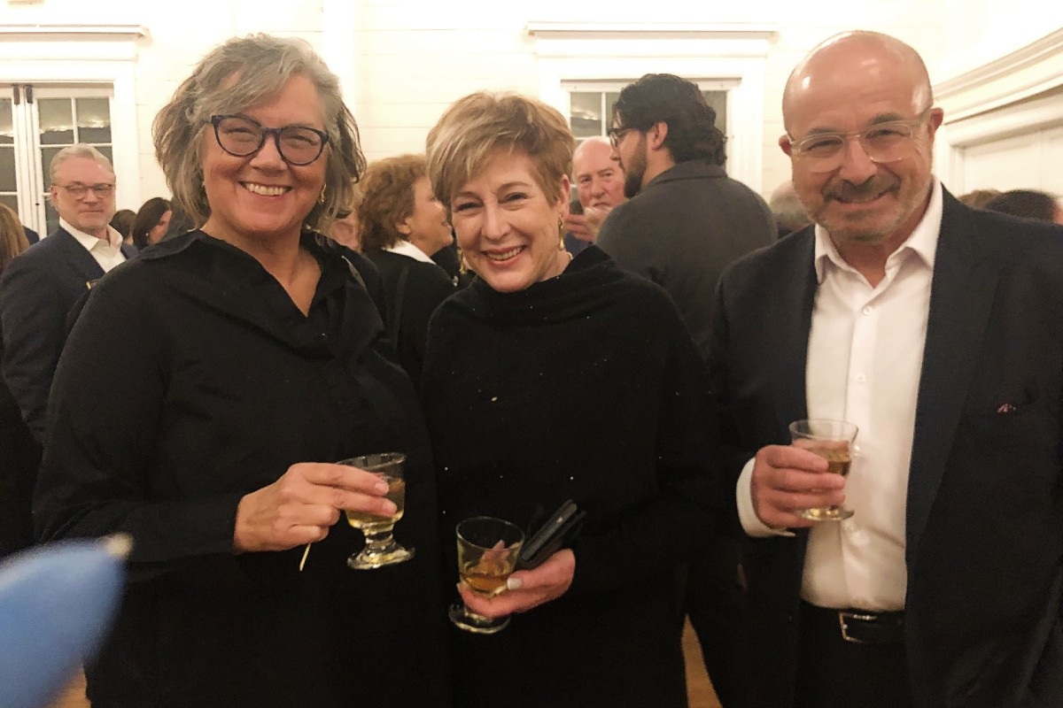 Board member Judith Auchincloss, Margery Feldberg, and Dr. Jeremy Levin at Bantam Cinema's third anniversary celebration