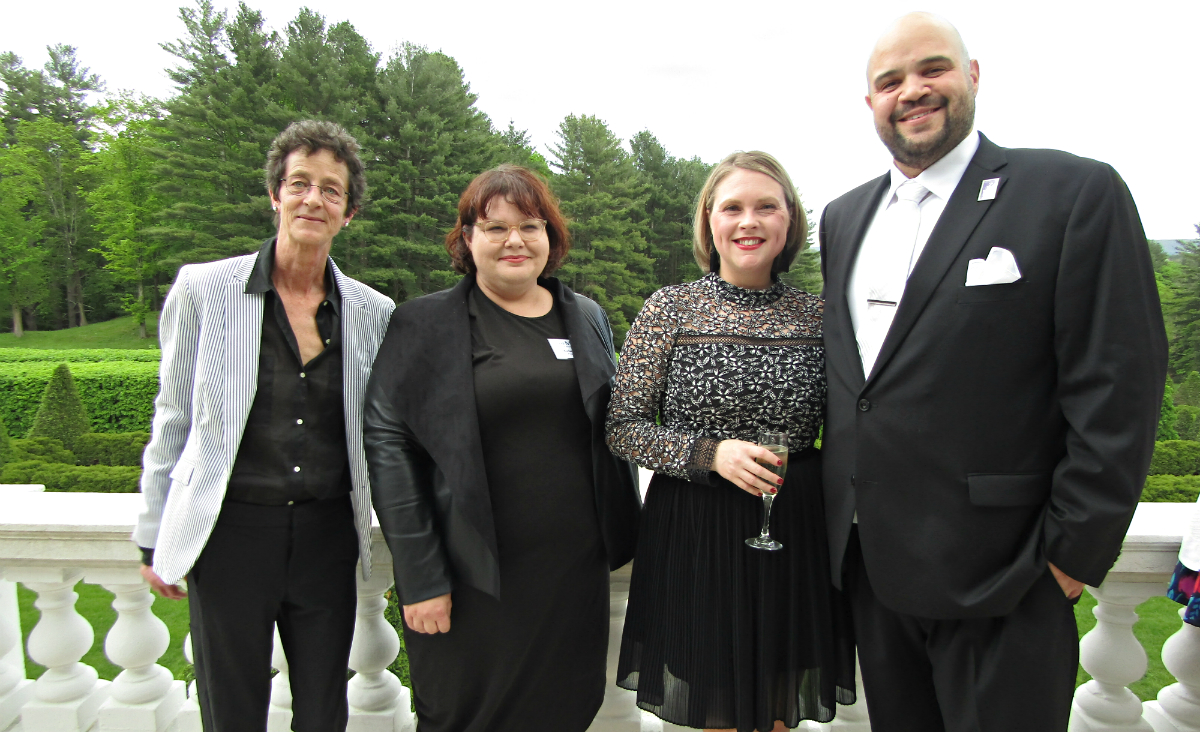 The Mount's Executive Director Susan Wissler and its Public Programs Director Michelle Daly with Ashley Persip and Pittsfield City Councilor Earl Persip III