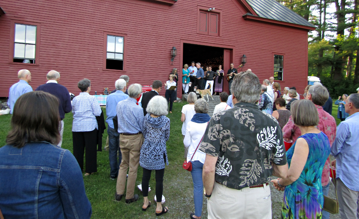 Rose Ellis addresses the crowd outside the barn. Rose Ellis addresses the crowd outside the barn.