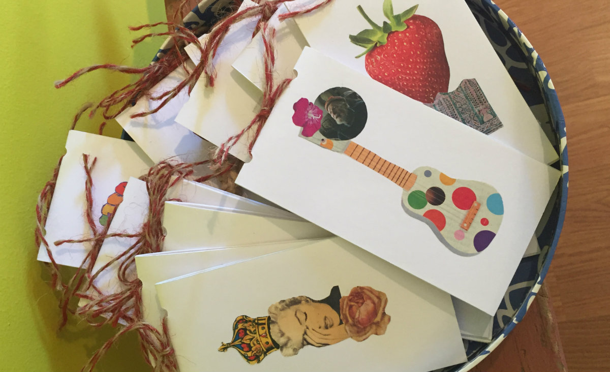 Galterio made notebooks for guests at the opening. Photo: Jamie Pearl