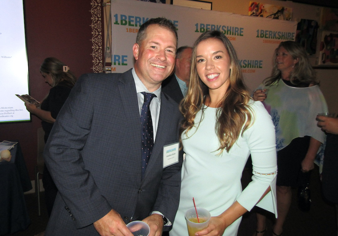 1Berkshire President and CEO Jonathan Butler with presenter&nbsp;Shela Levante of event supporter Massachusetts College of Liberal Arts (MCLA)