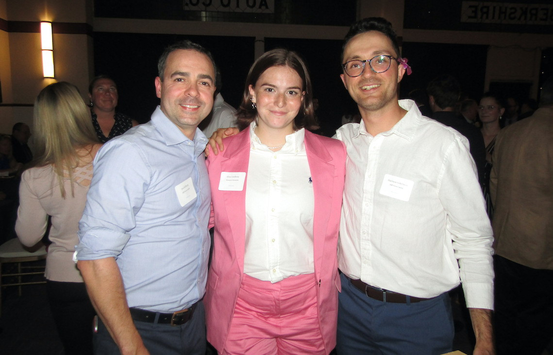 Jon Millburg, Eliza Lindberg, and Harrison Ackerman of Mill Town, which received the evening's highest honor, the 2023 Putting the Berkshires on the Map Award